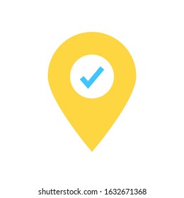 Location with check mark flat icon - ui icon  vector