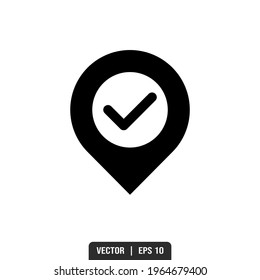 Location Check Silhouette icon vector, illustration logo template in trendy style. Suitable for many purposes.