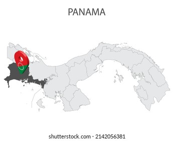 Location Chiriqui Province on map Panama. 3d location sign similar to the flag of  Chiriqui . Quality map  with  Regions of the Panama for your design. EPS10