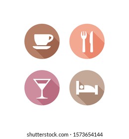 Location circle with long shadow effect. Sign for cafe, restaurant, bar and hotel.