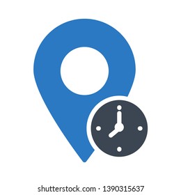 location clock glyph double color icon
