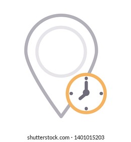 location clock vector color line icon