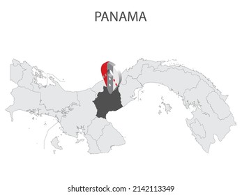 Location Cocle Province on map Panama. 3d location sign similar to the flag of  Cocle. Quality map  with  Regions of the Panama for your design. EPS10