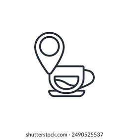 location coffe icon. vector.Editable stroke.linear style sign for use web design,logo.Symbol illustration.