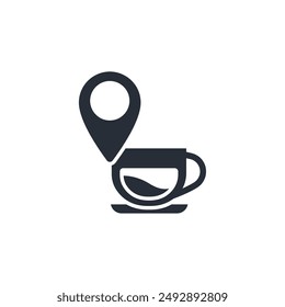 location coffe icon. vector.Editable stroke.linear style sign for use web design,logo.Symbol illustration.