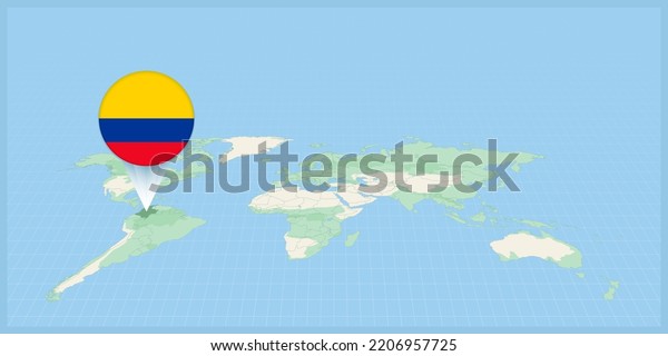 Location Colombia On World Map Marked Stock Vector Royalty Free Location Colombia On World Map 600w 2206957725