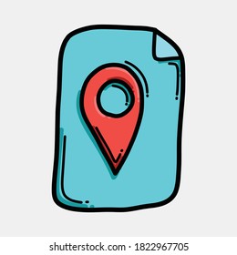 location color vector icon. Drawing sketch illustration hand drawn line.