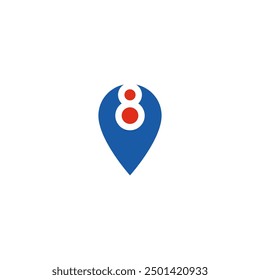 Standortkombination mit Nummer 8, negatives Space-Logo-Design.