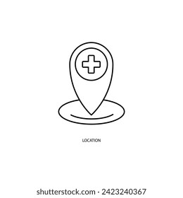 Zeigersymbol für das Ortskonzept. Einfache Elementgrafik. Umrisssymbol-Design für das Standortkonzept.