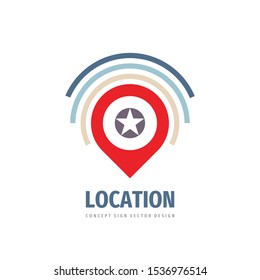 Location concept logo template design. Geo point icon. GPS map marker sign. Vector illustration. 