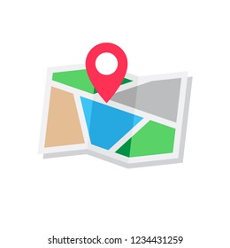 Location concept, map icon flat design style on white background