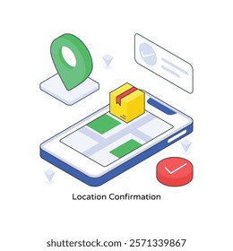 Location Confirmation isometric Colored illustration. EPS File stock illustration