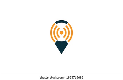 ubicación y conexión o logotipos de señal punto de wifi 
ilustración de plantilla de vector