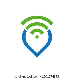 Location and connection wireless logo icon vector