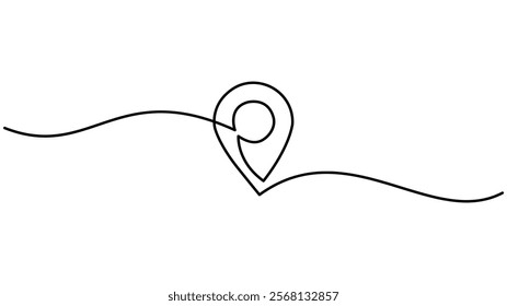Location Continuous One Line Drawing, Hand drawn vector art