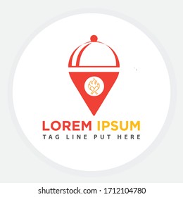 plantilla de logotipo de ubicación y cocina vectorial, punto de comida, comida y restaurante