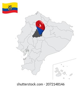 Location Cotopaxi Province on map Ecuador. 3d location sign similar to the flag of Cotopaxi. Quality map  with  provinces Republic of Ecuador for your design. EPS10