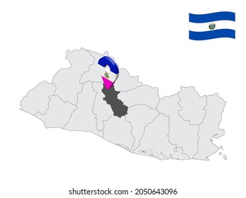 Location of  Cuscatlan Department on map El Salvador. 3d location sign similar to the flag of Cuscatlan . Quality map  with  provinces of  El Salvador for your design. EPS10