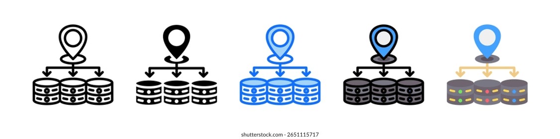 Location Data Icon Set Multiple Style Collection