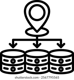 Location Data Vector Lineal Icon On White Background.