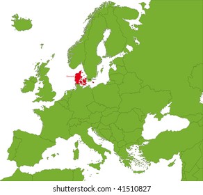 Location of Denmark on the Europa continent