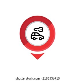 Ortskennzeichnung des Logo-Designs mit Auto und Schlüssel