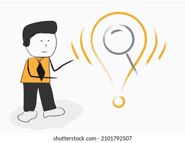 Location Detection icon with cartoon design