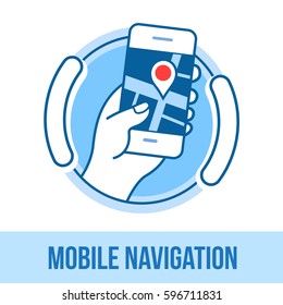 Location Determination. Mobile Phone. The Concept Of Mobile Technology. isolated icon on white background.