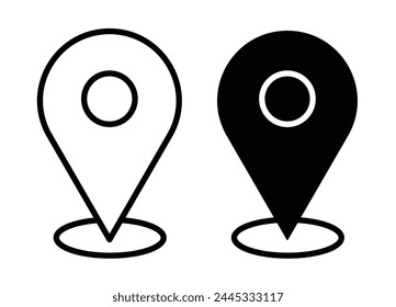 Location and Direction Marker Icon Set. GPS Pin and Navigation Symbols.