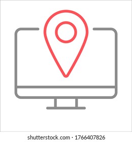 Location. Display, monitor. Vector line icon. Editable illustration. Home office. Pictogram. Colored.