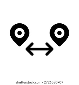 Ilustração de design de símbolo de vetor de ícone de distância de local