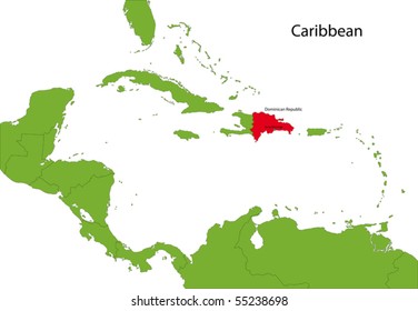 Location of Dominican Republic on the Caribbean