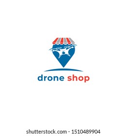 location drone shop logo vector icon illustration