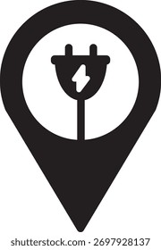 Locación para el logotipo del icono de carga eléctrica aislado. Ilustración vectorial. Icono de energía verde