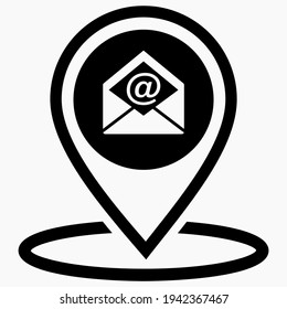 Ubicación del correo electrónico. Dirección de correo electrónico. Icono del vector.