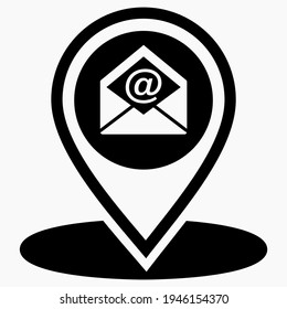 Ubicación del correo electrónico. Dirección de correo electrónico. Icono del vector.
