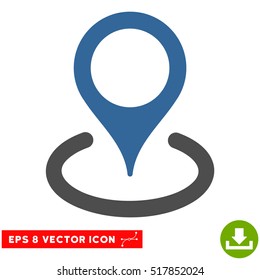 Location EPS vector icon. Illustration style is flat iconic bicolor cobalt and gray symbol on white background.