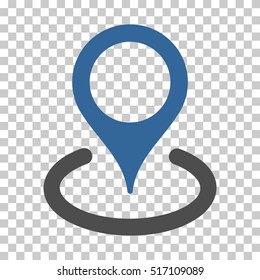 Location EPS vector pictogram. Illustration style is flat iconic bicolor cobalt and gray symbol.