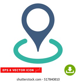 Location EPS vector pictogram. Illustration style is flat iconic bicolor cobalt and cyan symbol on white background.