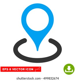 Location EPS vector pictograph. Illustration style is flat iconic bicolor blue and gray symbol on white background.
