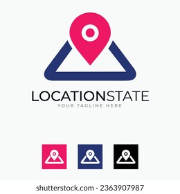 Location Estate Logo Design Template with Location and Land icon 