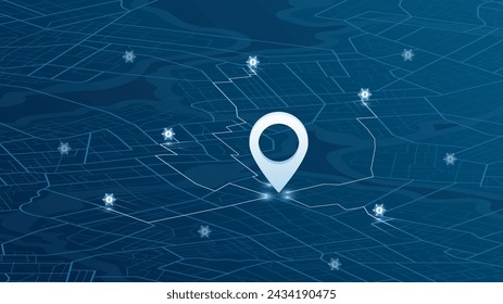 Location EV charging station location mark on gps navigation map a lot with fast supercharger station. Path turns and destination tag or mark. Huge city top view Tracking path, route. vector isometric