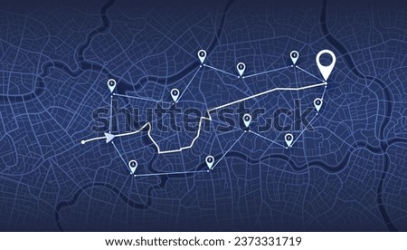 Location EV charging station location mark on gps navigation map a lot with fast supercharger station. Path turns and destination tag or mark. Huge city top view Tracking path, route. vector isometric