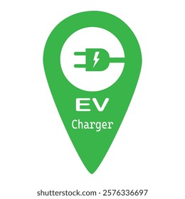 Location EV charging station location mark.Electric car charge station map pointer, EV charging point GPS pin, Vector illustration.