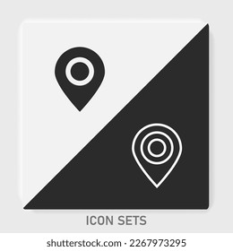 Location Fill Outline Black and White Icon in Vector