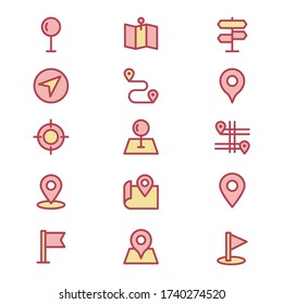 Location filled icon pack. Pin sign Isolated on white background. Navigation map, gps, direction, place, compass, search concept. Flat style for graphic design, logo, web, ui design, mobile app, EPS10