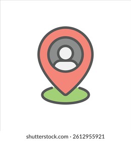 location filled outline icon. pin location color line illustration.