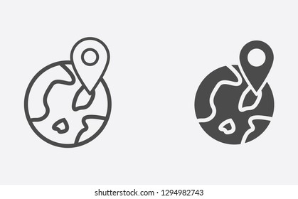 Location filled and outline vector icon sign symbol