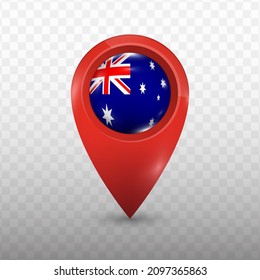 Location Flag of Australia with red color and transparent background (PNG), Vector Illustration.