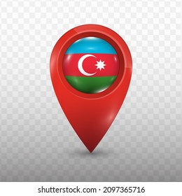 Location Flag of Azerbaijan with red color and transparent background (PNG), Vector Illustration.